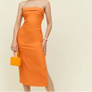 Reformation Marcella linen dress orange